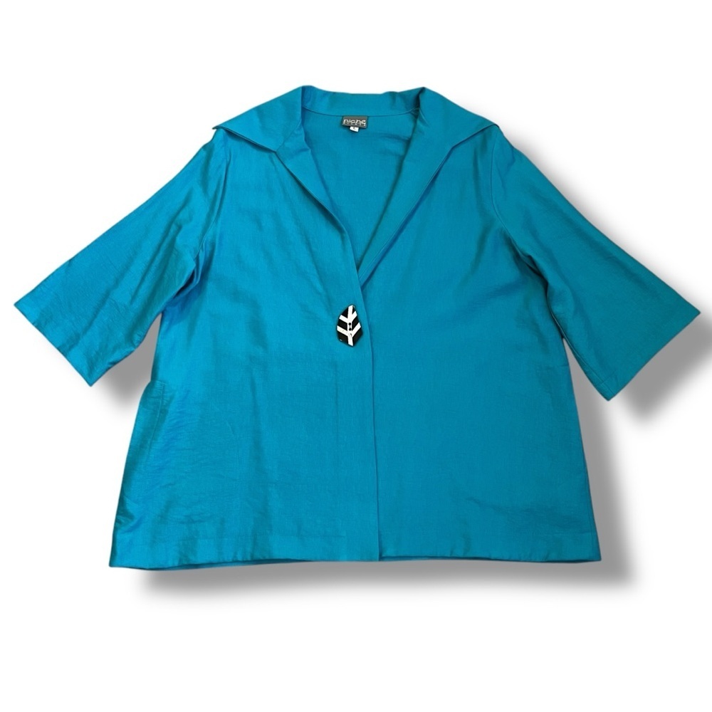 Niche Nilgun Derman Jacket Leaf Button Lagenlook Artsy Rayon Blend Large